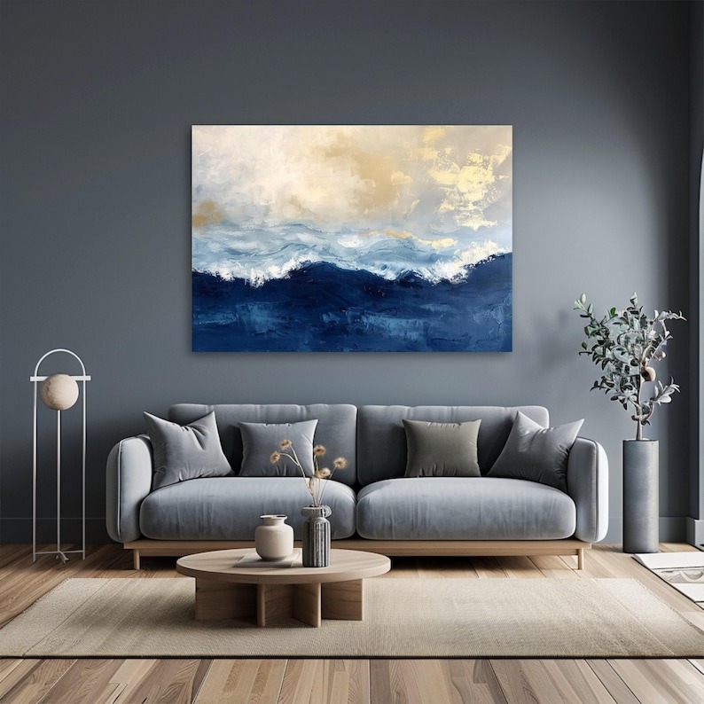 Abstract Navy Blue Canvas