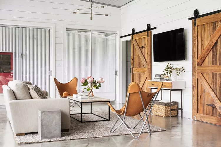 barn door wall decor - living room