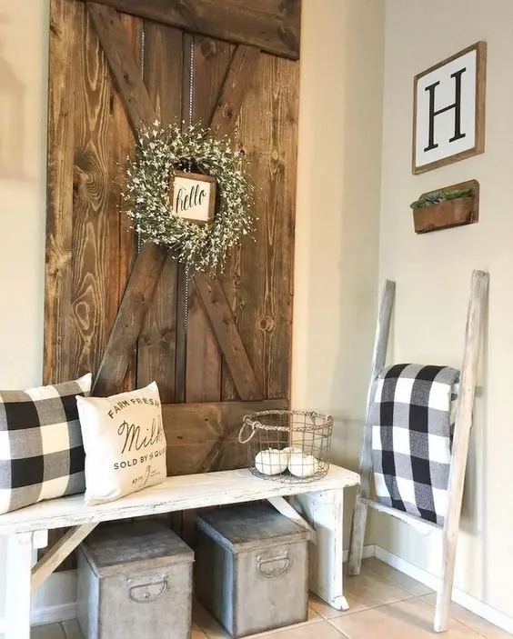 barn door wall decor - entry way