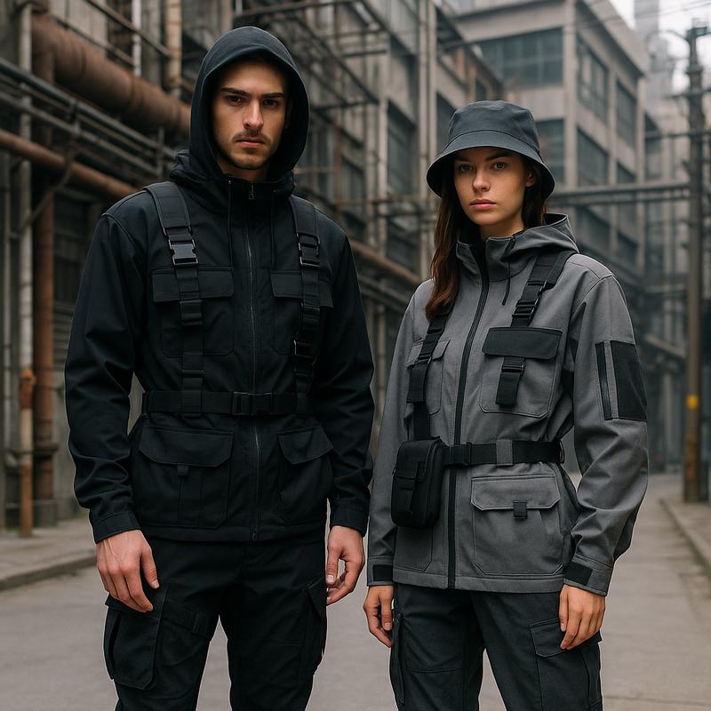 urban fashion with cargo pants and utility jackets