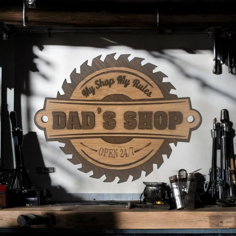 Garage decor - dad's workshop wood sign