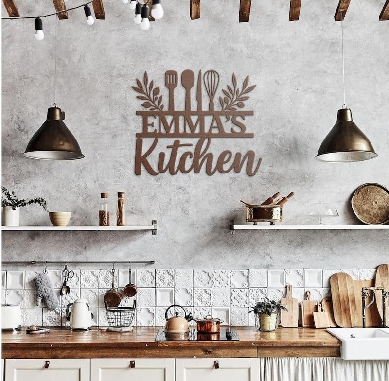 farmhouse kitchen wall decor with metal sign