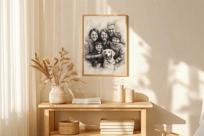 Personalized family charcoal canvas