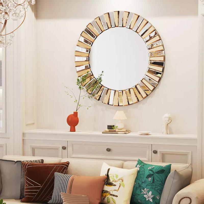 Oversized Round Mirror for Living Room Decor