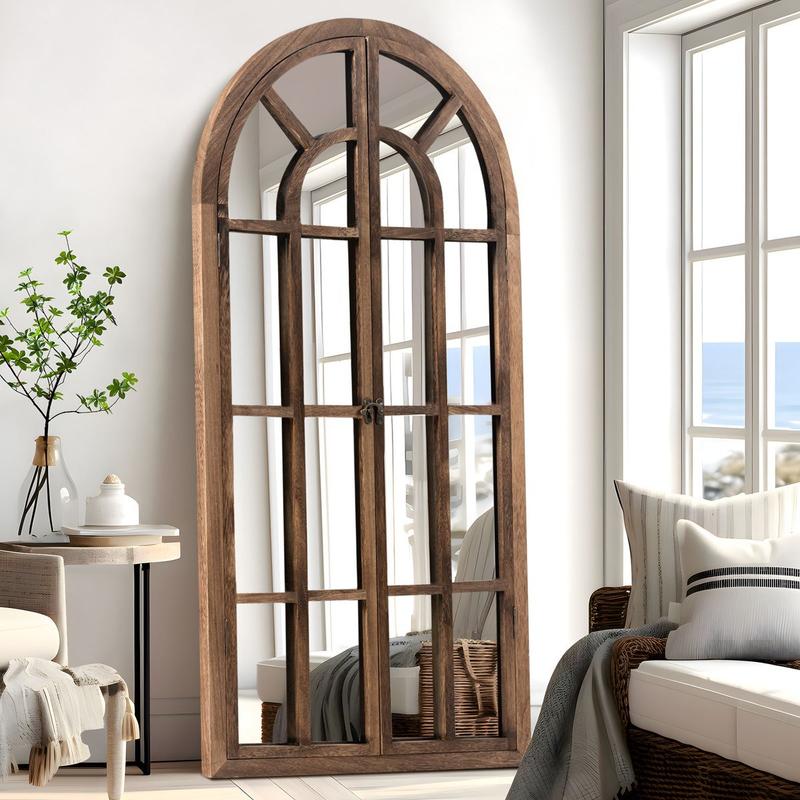 Arched Mirror with Wood for Living Room