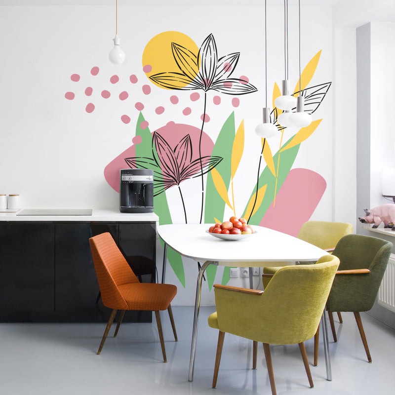 Floral Wall Art Stencils for Dining Room