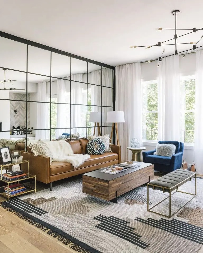 Living Room Mirrored Wall Panel