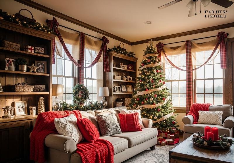 Christmas Ribbon Decoration Ideas on Wall