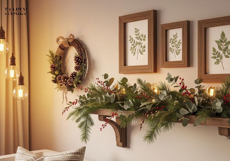 Greenery And Natural Accents For A Cozy Christmas Wall Decor