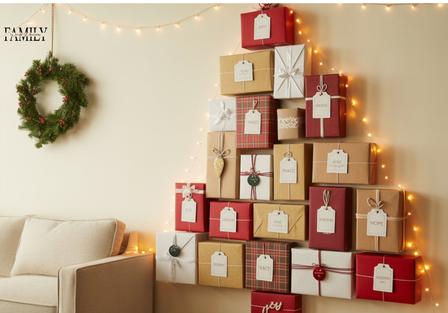 Decorating Ideas for Christmas with Fake Gifts on Walls
