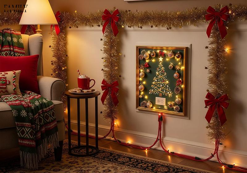 ideas to hide a cord on wall when christmas decorations 2