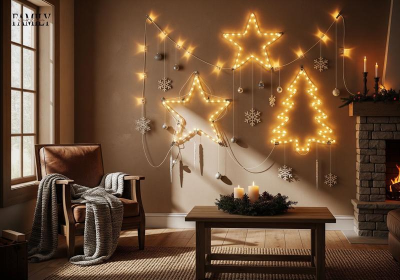 ideas to hide a cord on wall when christmas decorations 4