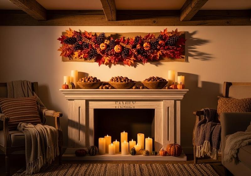 thanksgiving-pinecone-cinnamon-swag-mantel